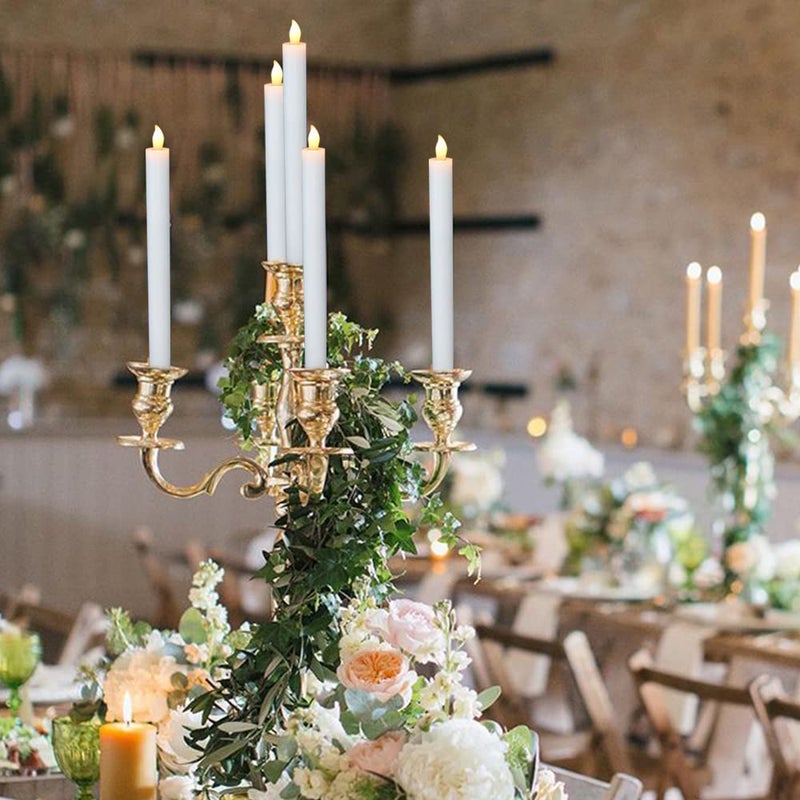 DRomance شموع DRomance البيضاء بدون لهب مع جهاز تحكم عن بعد ومؤقت 6 عبوات تعمل بالبطارية LED تضيء بشكل متقطع شمع حقيقي ضوء قابل للتعتيم لتزيين العشاء والزفاف والعطلات (0.78" قطر x 9.64" ارتفاع) - Image 3